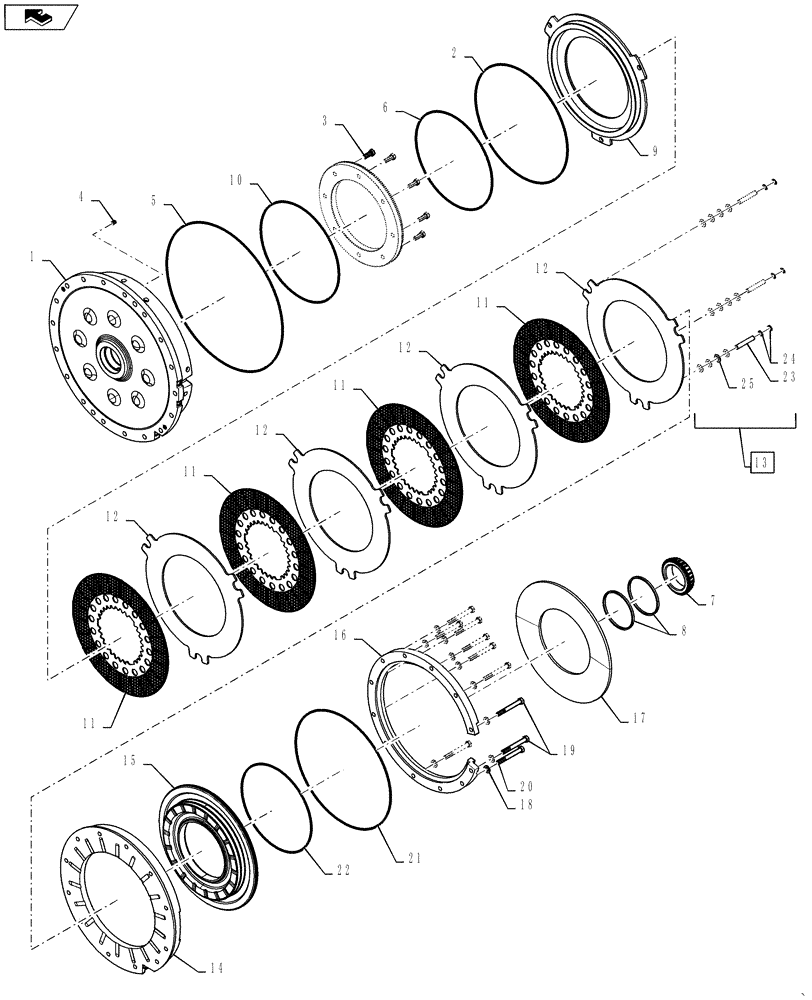 Схема запчастей Case IH STEIGER 500 - (27.106.AC[03]) - REAR AXLE ASSY - BRAKE ASSY. (27) - REAR AXLE SYSTEM