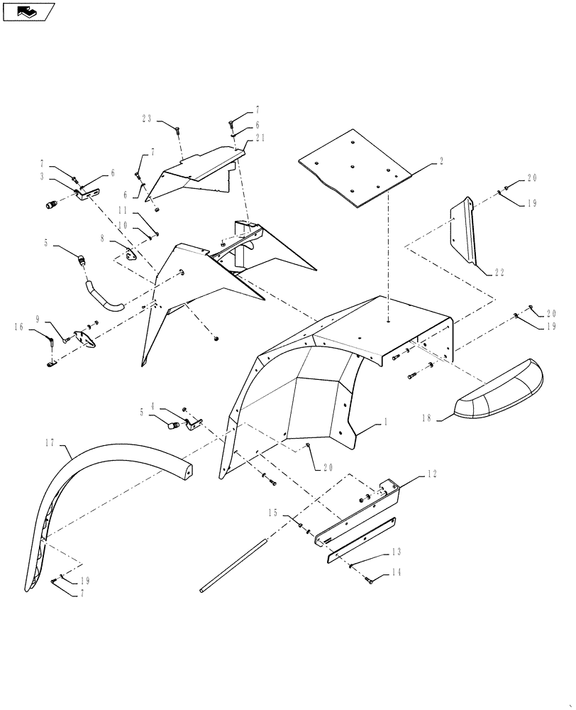 Схема запчастей Case IH STEIGER 400 - (39.100.AY[03]) - FENDER - FRONT - RIGHT HAND (39) - FRAMES AND BALLASTING