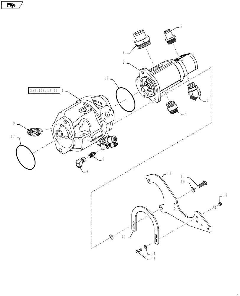 Схема запчастей Case IH STEIGER 500 - (35.106.AD[01]) - HYDRAULIC PUMP - STANDARD PUMP (35) - HYDRAULIC SYSTEMS