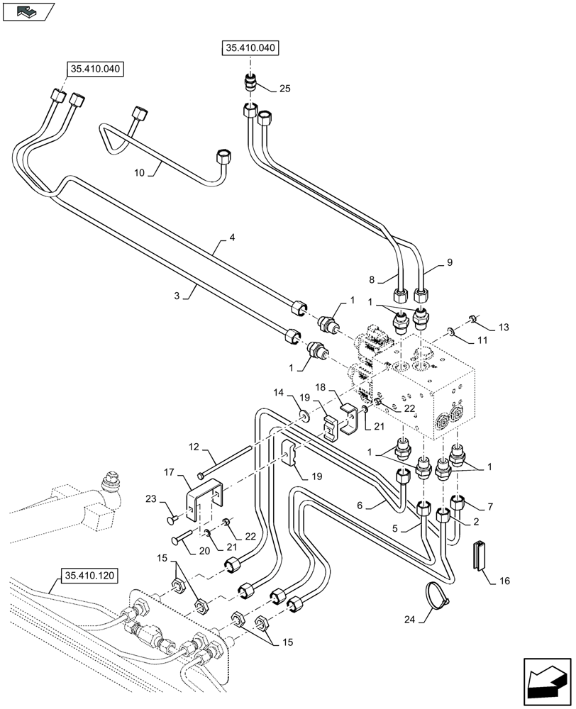Схема запчастей Case IH 3050-25FT L - (35.410.232) - HYDRAULICS FOR ADJUSTABLE FLOOR - VALVES & CONNECTORS - D975 (35) - HYDRAULIC SYSTEMS