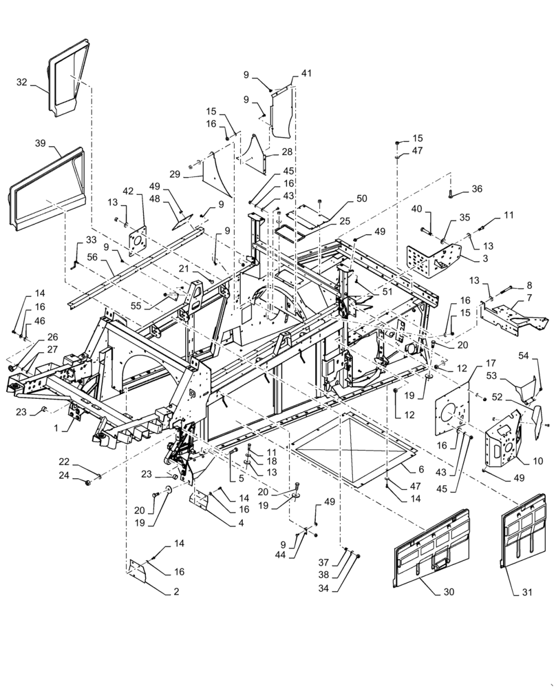 Схема запчастей Case IH 7230 - (39.101.01) - FRAME,THRESHING T2/T4 (39) - FRAMES AND BALLASTING