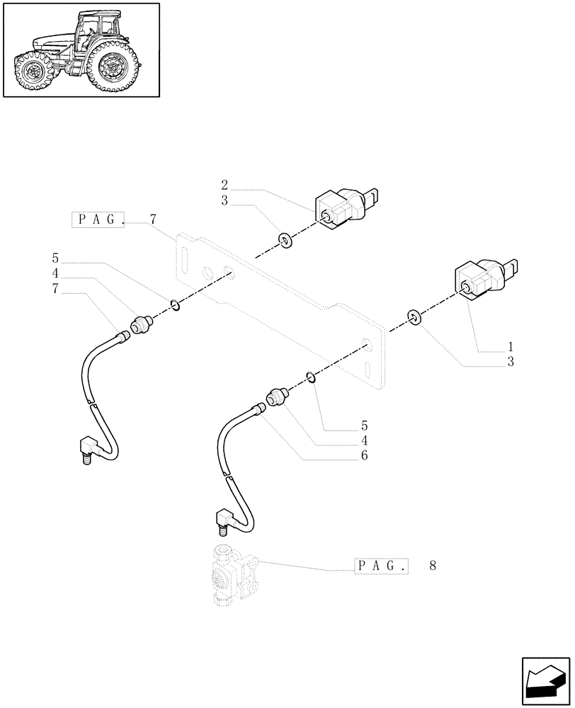 Схема запчастей Case IH MXU115 - (1.68.6/01[10]) - (VAR.385/2) TRAILER AIR BRAKE - QUICK-FIT CONNECTIONS AND PIPES - D5287 (05) - REAR AXLE