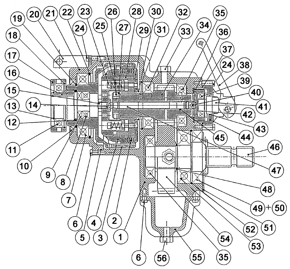 Схема запчастей Case IH C55 - (06-43[01]) - FRONT P.T.O., TRANSMISSION - DISASSEMBLED (06) - POWER TRAIN