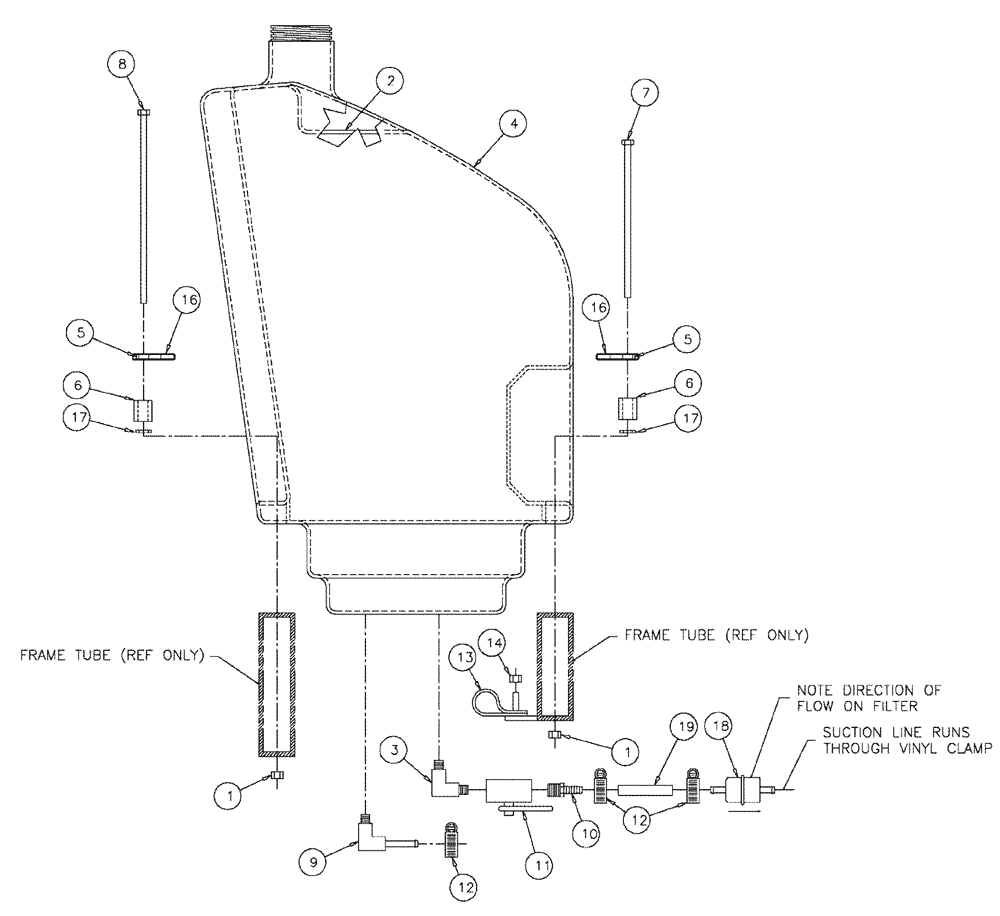 Схема запчастей Case IH SPX3200 - (04-002) - FUEL TANK GROUP Suspension & Frame