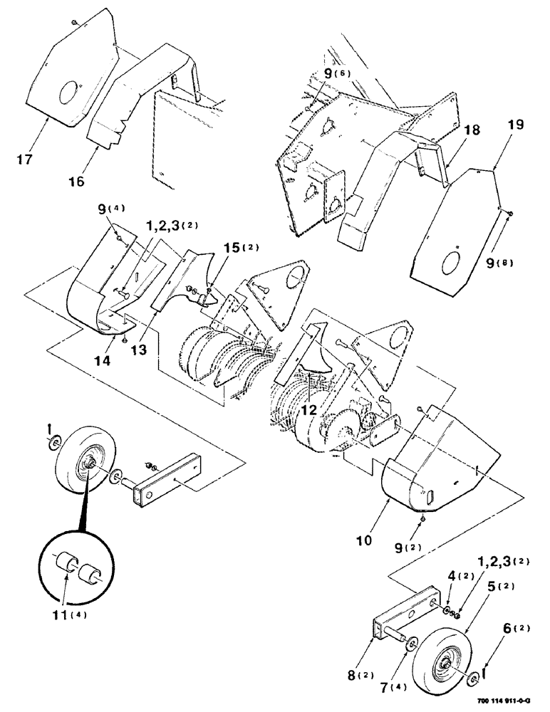 Схема запчастей Case IH 8530 - (3-12) - PICKUP GAUGE WHEELS AND SHIELDS ASSEMBLY Pickup