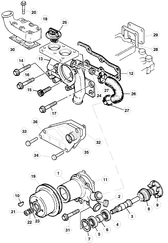 Схема запчастей Case IH C100 - (02-22) - WATER PUMP SYSTEM (02) - ENGINE