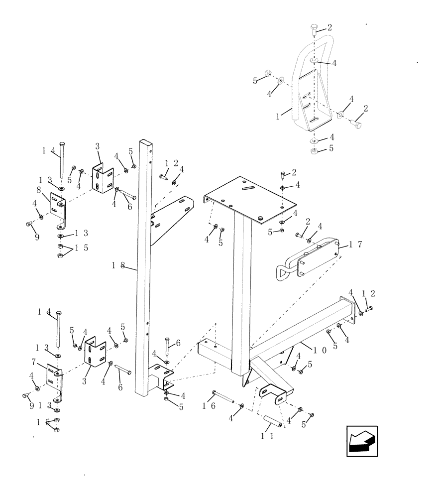 Схема запчастей Case IH 9010 - (90.105.07) - SUPPORT, REAR DOOR (90) - PLATFORM, CAB, BODYWORK AND DECALS
