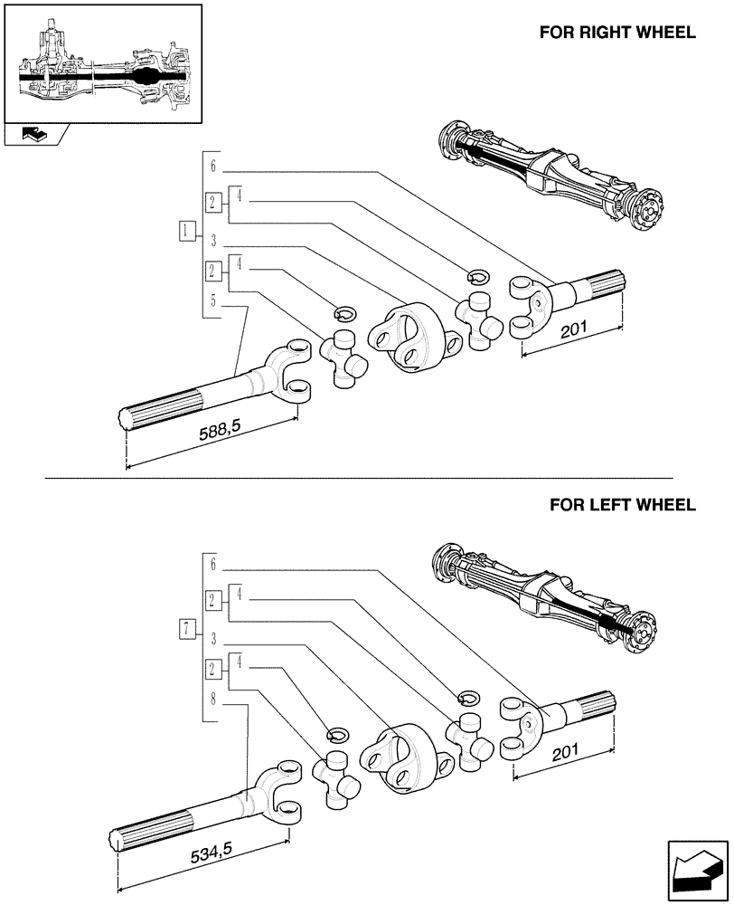 Схема запчастей Case IH FARMALL 75C - (1.40.3/10A) - DIFFERENTIAL SHAFT - BREAKDOWN (04) - FRONT AXLE & STEERING
