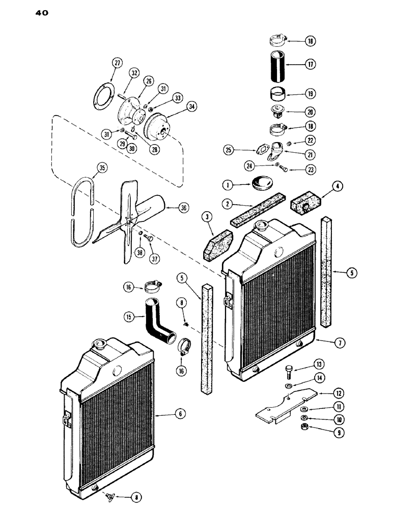 Схема запчастей Case IH 530 - (040) - ENGINE COOLING SYSTEM, 530 SERIES, 159 SPARK IGNITION ENGINE (02) - ENGINE