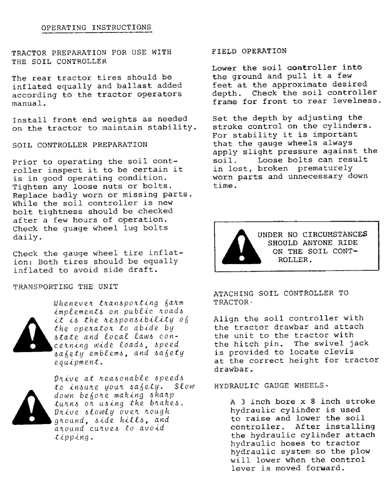Схема запчастей Case IH 9 - (08) - OPERATING INSTRUCTIONS 