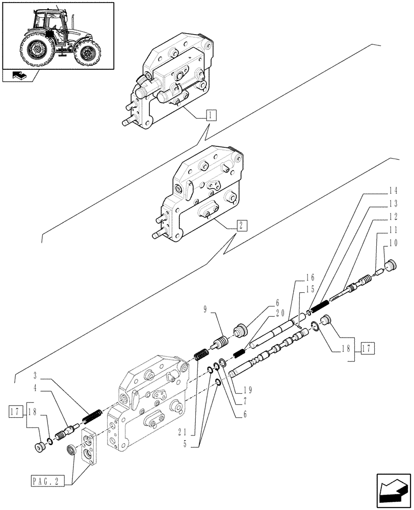 Схема запчастей Case IH FARMALL 90 - (1.29.6/ A[01]) - POWER SHUTTLE E SERVO PTO FOR DIFF. LOCK - BREAKDOWN (VAR.330120-331120) (03) - TRANSMISSION