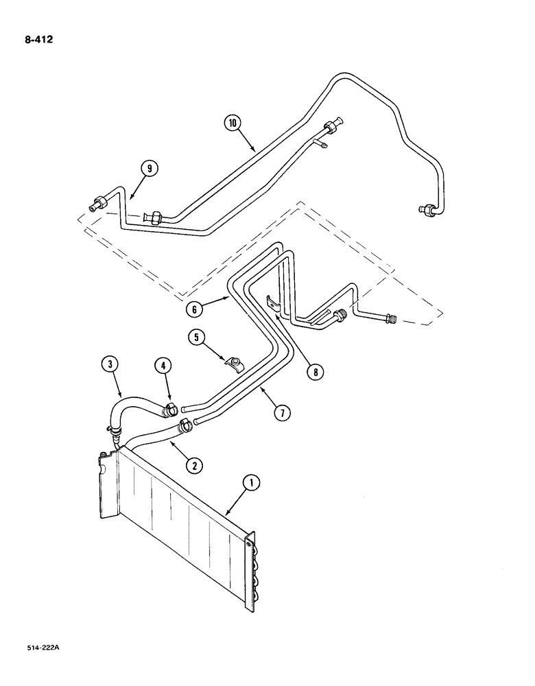 Схема запчастей Case IH 585 - (8-412) - OIL COOLER, SYNCHROMESH DRIVE, PRIOR TO P.I.N. 18001 (08) - HYDRAULICS