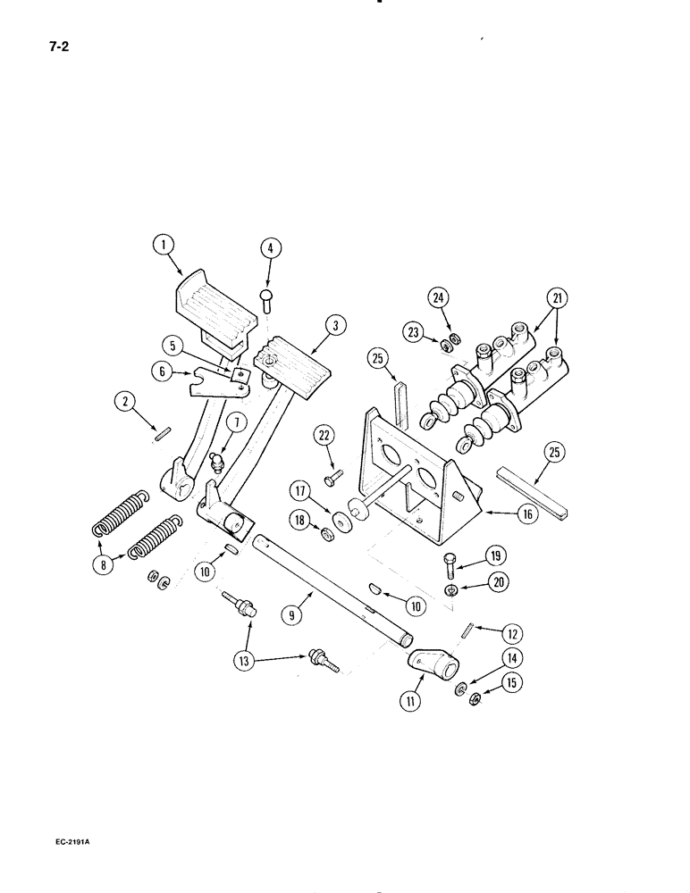 Схема запчастей Case IH 595 - (7-02) - BRAKE PEDALS, TRACTOR WITHOUT CAB (07) - BRAKES