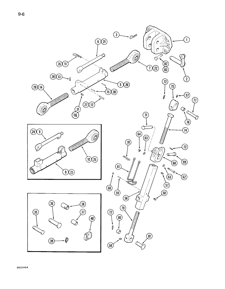 Схема запчастей Case IH 7140 - (9-006) - HITCH UPPER LIFT LINKS, 1-1/2 INCH AND 1-3/4 INCH THREAD (09) - CHASSIS/ATTACHMENTS