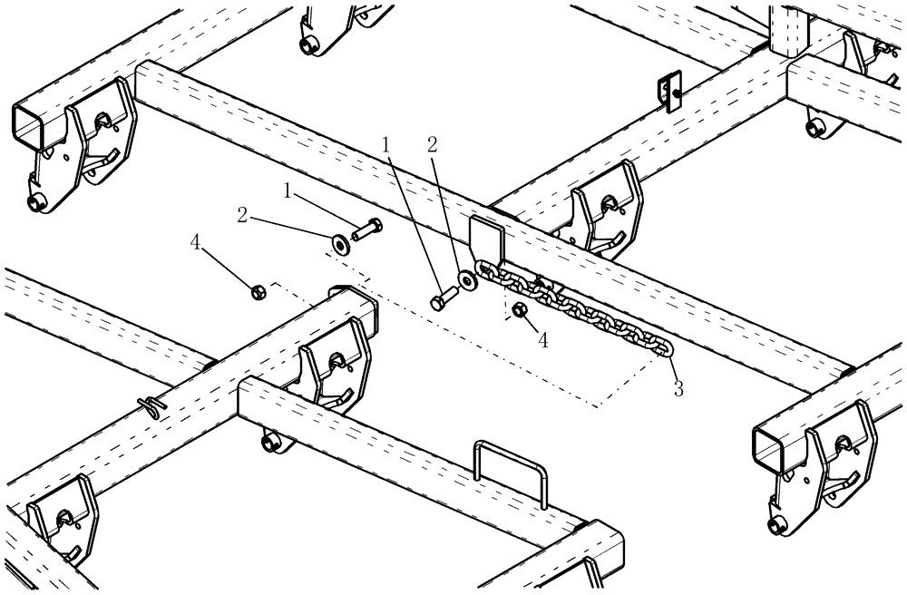 Схема запчастей Case IH 800 - (39.100.23) - FRAME, SAFETY CHAIN - TOOLBAR (50) (39) - FRAMES AND BALLASTING
