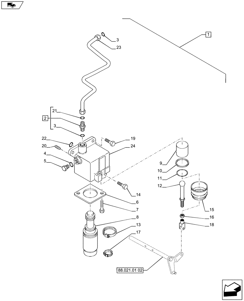 Схема запчастей Case IH PUMA 200 - (88.021.01[03]) - DIA KIT - CREEPER - VALVE AND PIPES (88) - ACCESSORIES