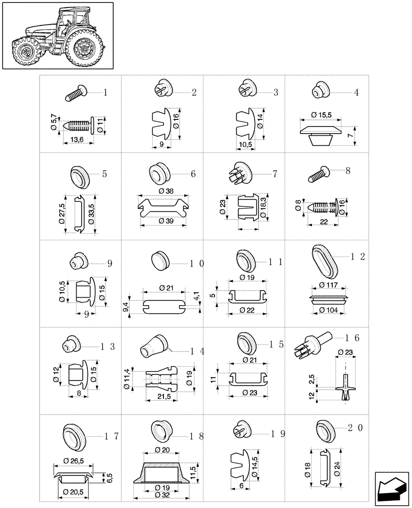 Схема запчастей Case IH JX1080U - (1.96.7[01]) - MISCELLANEOUS CAPS (10) - OPERATORS PLATFORM/CAB