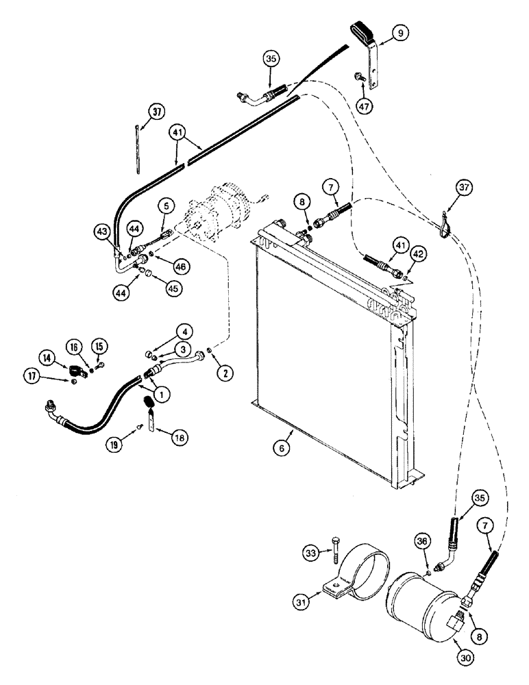 Схема запчастей Case IH 8940 - (9-102) - AIR CONDITIONING, CONDENSER AND RECEIVER DRIER (09) - CHASSIS/ATTACHMENTS
