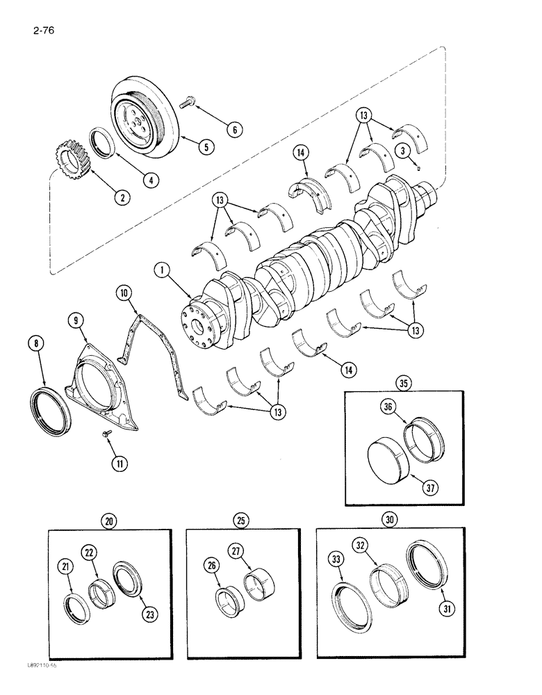 Схема запчастей Case IH 1822 - (2-76) - CRANKSHAFT 6TA-830 ENGINE (01) - ENGINE