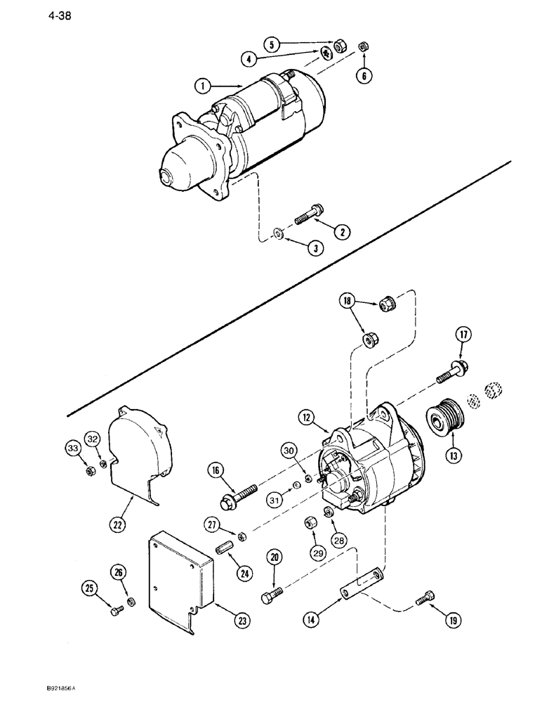 Схема запчастей Case IH 7120 - (4-38) - STARTER AND ALTERNATOR MOUNTING (04) - ELECTRICAL SYSTEMS