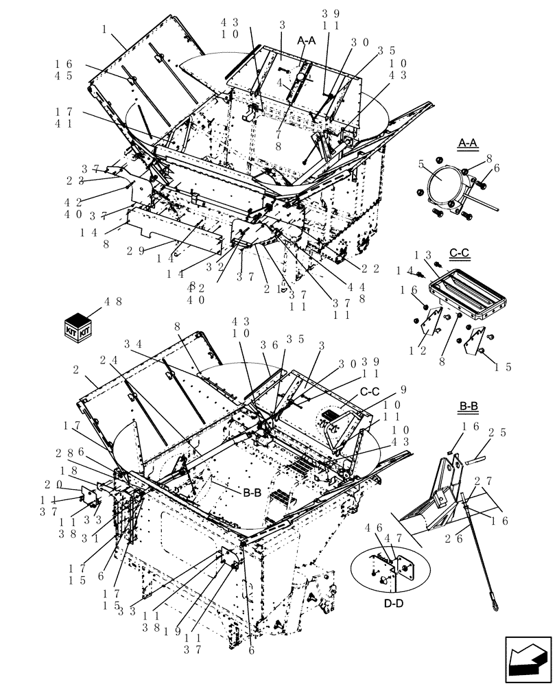 Схема запчастей Case IH 7130 - (80.150.18) - GRAIN TANK ACCESS COVER (80) - CROP STORAGE/UNLOADING
