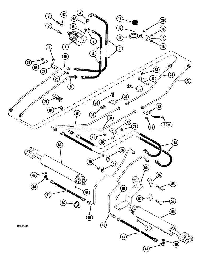 Схема запчастей Case IH 1670 - (5-06) - HYDRAULIC STEERING SYSTEM, PUMP TO CYLINDER (04) - STEERING