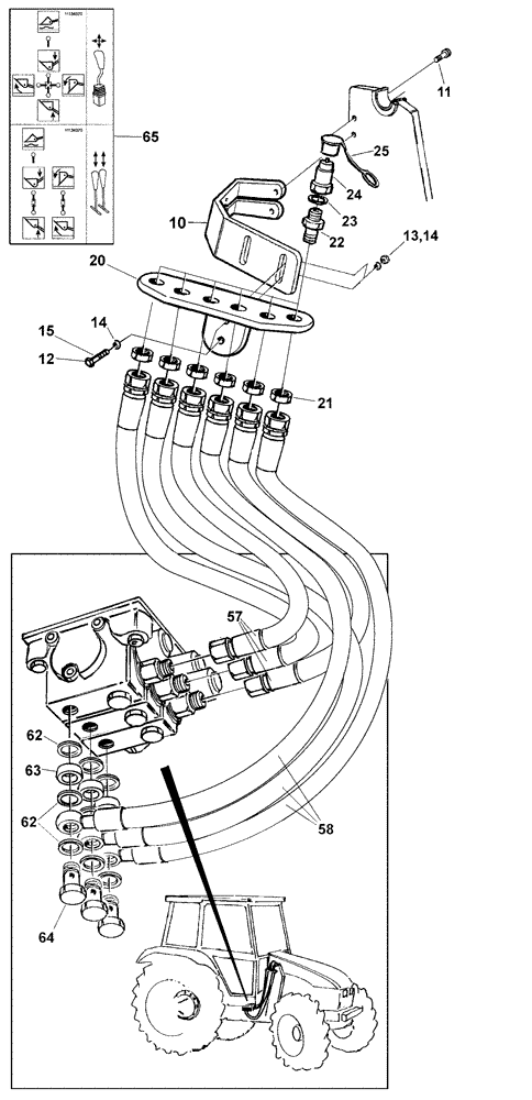 Схема запчастей Case IH L740 - (35.525.AA[04]) - VAR - 717532006 - HYDRAULIC HOSE KIT (35) - HYDRAULIC SYSTEMS