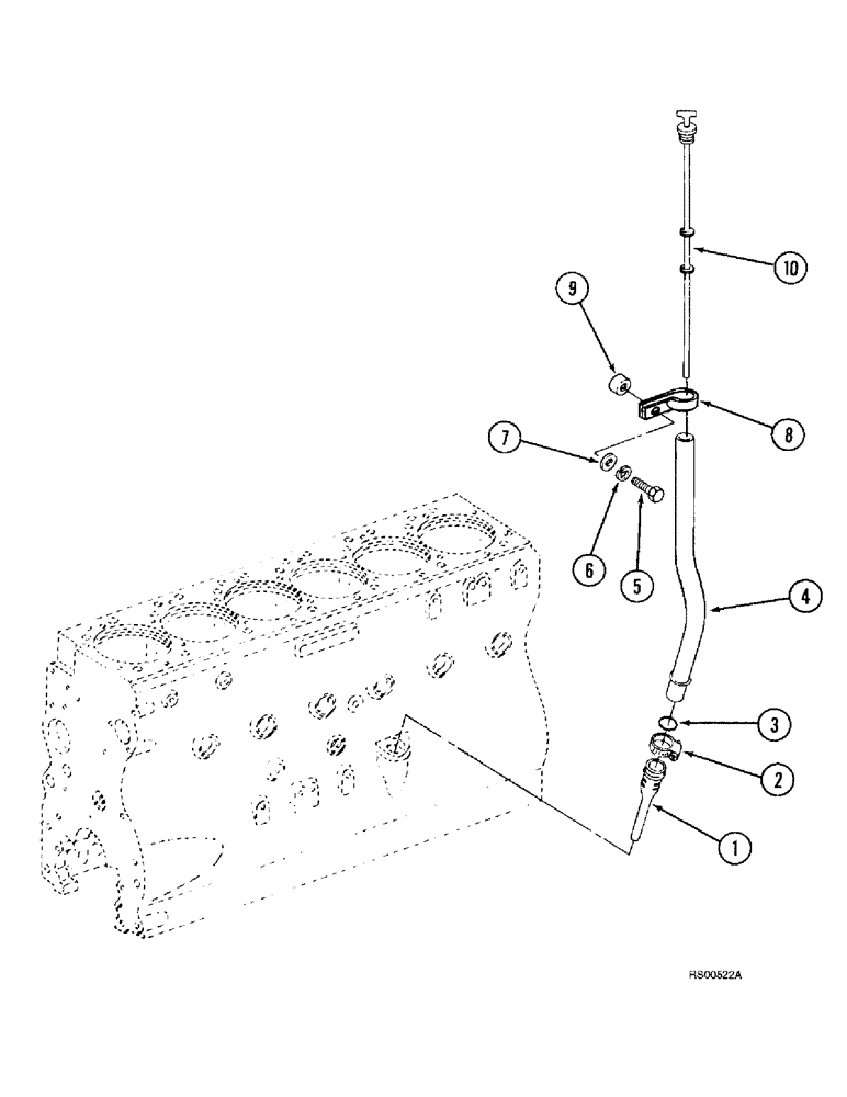 Схема запчастей Case IH 1680 - (2-48) - OIL LEVEL GAUGE AND FILLER TUBE, DTI-466C DIESEL ENGINE (01) - ENGINE