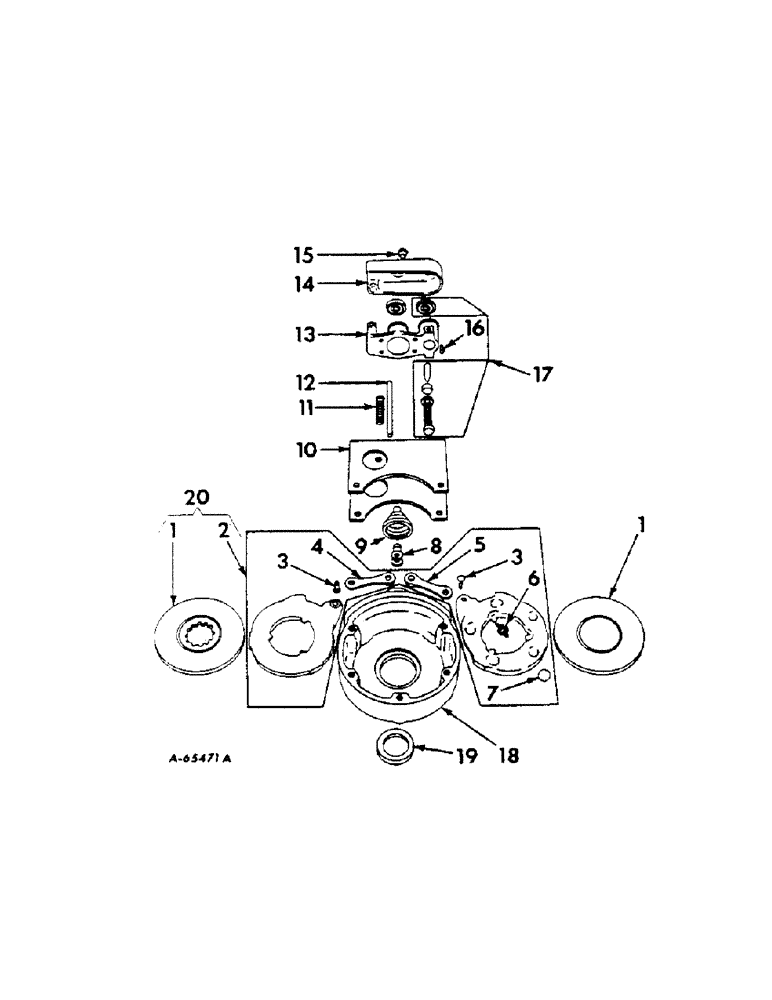 Схема запчастей Case IH 414 - (032[1]) - BRAKES (33) - BRAKES & CONTROLS