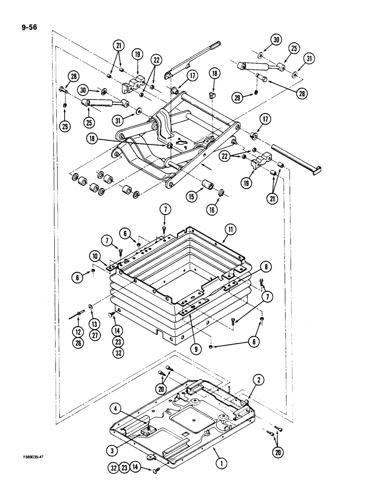 Схема запчастей Case IH 9180 - (9-056) - SEAT AIR SUSPENSION CAB (09) - CHASSIS/ATTACHMENTS