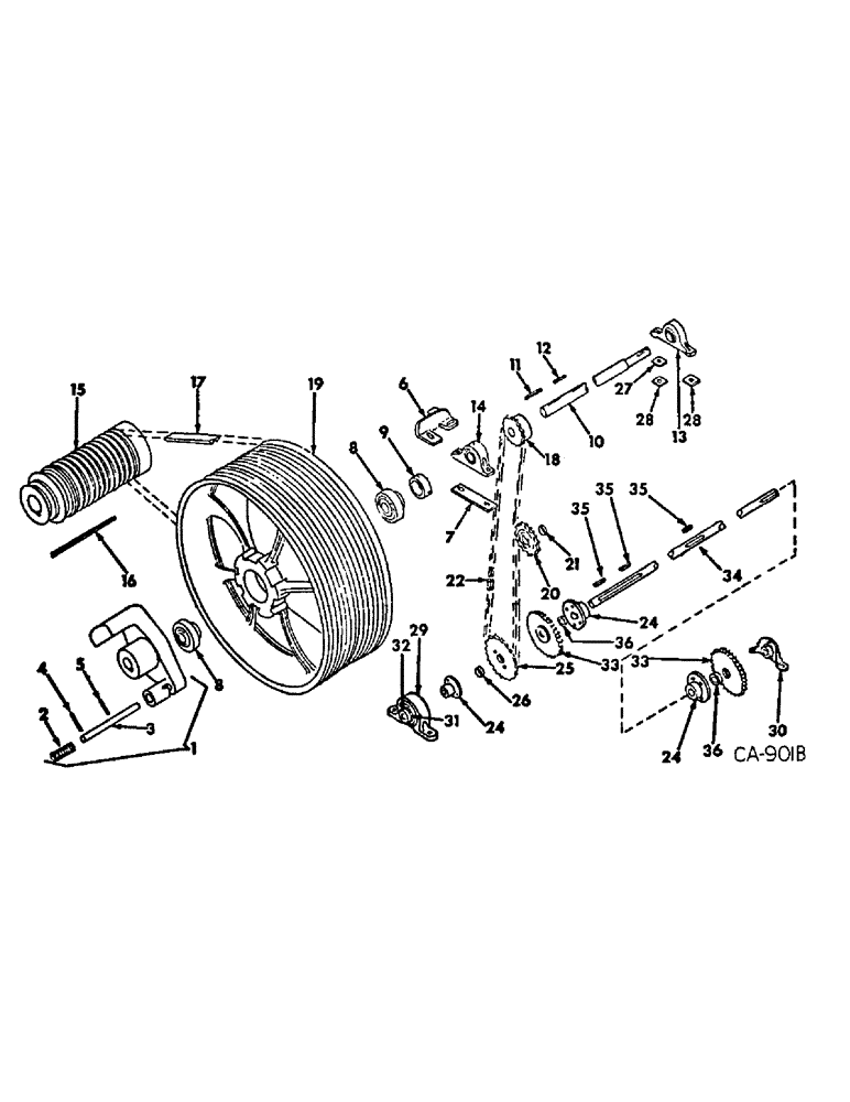 Схема запчастей Case IH 950 - (C-06) - MAIN BELT, MIXER AND GEAR BOX DRIVE 