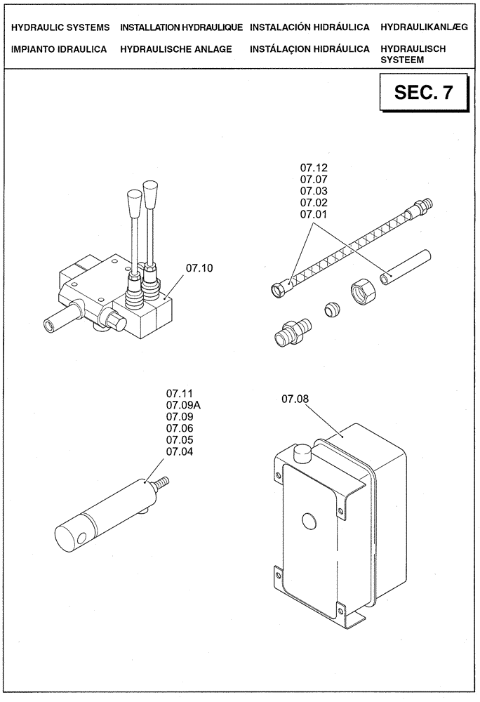 Схема запчастей Case IH LBX331P - (0.0023[01]) - SECTION LIST 7 - HYDRAULIC SYSTEMS (00) - GENERAL