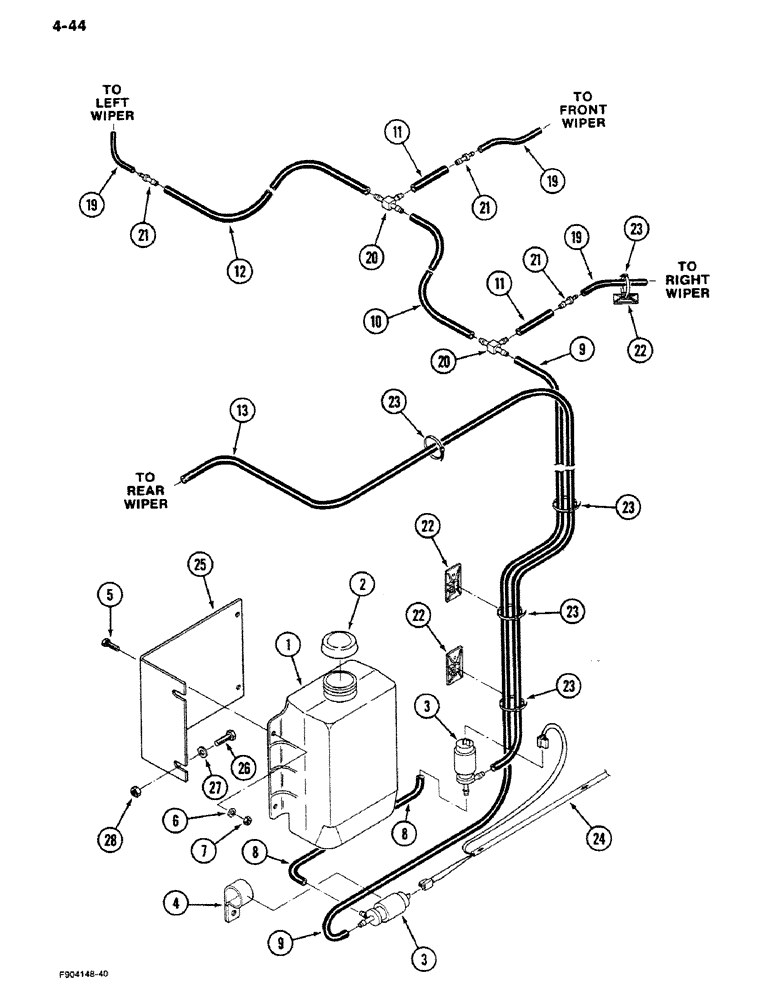 Схема запчастей Case IH 9270 - (4-44) - WINDOW WASHERS, IF EQUIPPED (04) - ELECTRICAL SYSTEMS