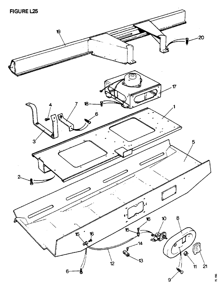 Схема запчастей Case IH 1412 - (L25-1) - CHASSIS, BONNET, FENDERS, SAFETY FRAME AND CAB, HEATER UNIT FOR CAB OPTIONAL EQUIP. UP TO SN NOTE A (12) - CHASSIS