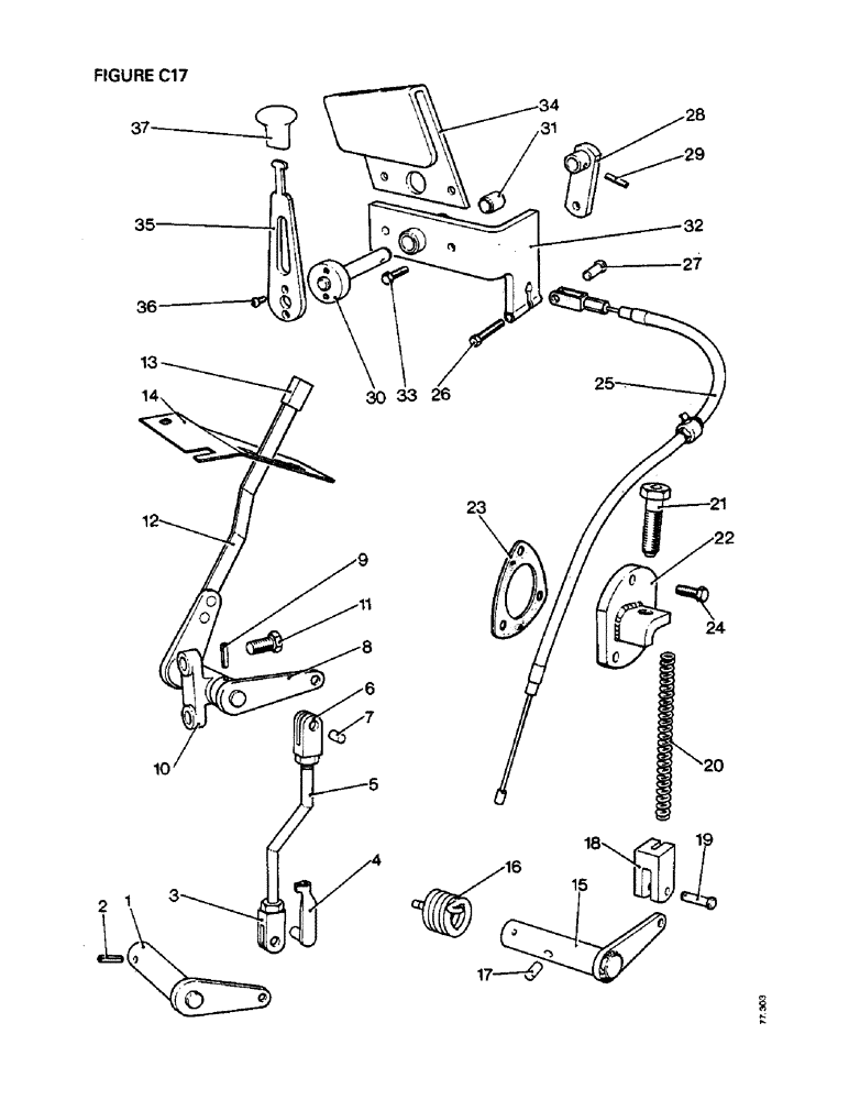 Схема запчастей Case IH 1412 - (C17-1) - GEARBOX, ENGAGEMENT LEVER FOR TRANSFER GEARBOX 4WD TRACS.,KRAMER AXLE [A] 1410 4WD [B] 1410Q 4WD Gearbox