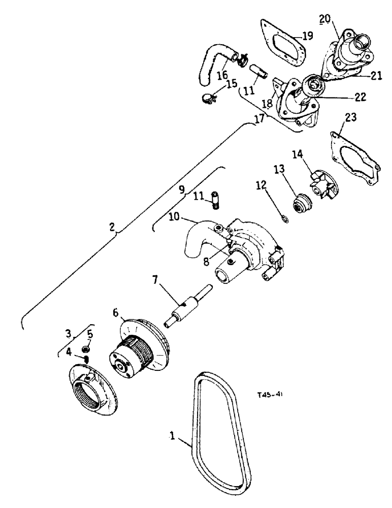 Схема запчастей Case IH 384 - (12-25) - POWER, WATER PUMP AND THERMOSTAT HOUSING Power