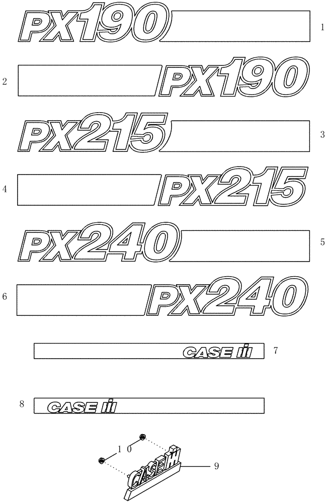 Схема запчастей Case IH PX190 - (09-04) - DECALS (09) - CHASSIS/ATTACHMENTS