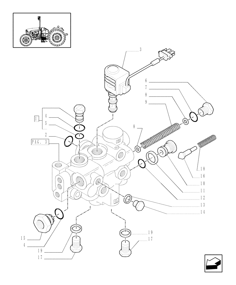 Схема запчастей Case IH JX1070C - (1.33.2/06[02]) - (VAR.326) REAR ELECTROHYDRAULIC DIFF. LOCK - C5737 (04) - FRONT AXLE & STEERING