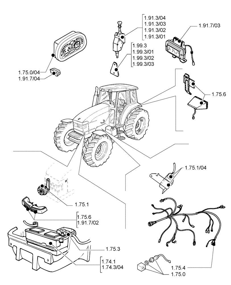 Схема запчастей Case IH JX1100U - (1.74.0 ) - (SEC. 06) ELECTRICAL (06) - ELECTRICAL SYSTEMS