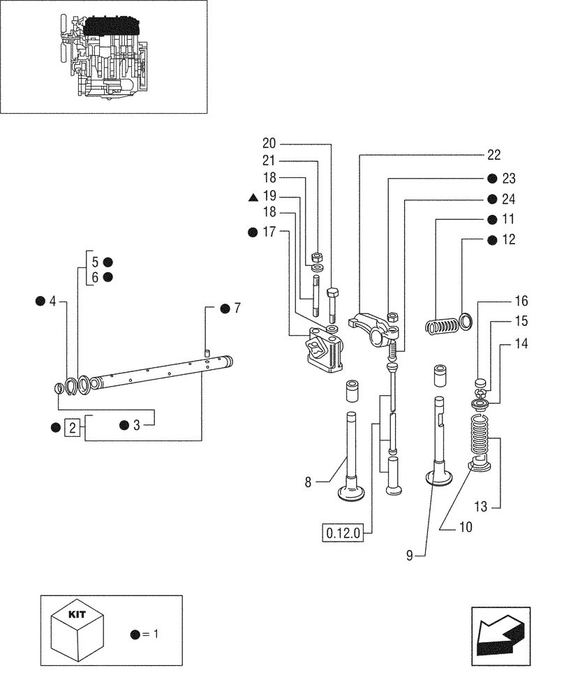 Схема запчастей Case IH JX95 - (0.06.0/04[03]) - CYLINDER HEAD - TIER 1 ENGINE (01) - ENGINE