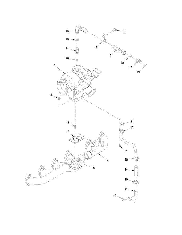 Схема запчастей Case IH STEIGER 330 - (02-11) - TURBOCHARGER SYSTEM (02) - ENGINE