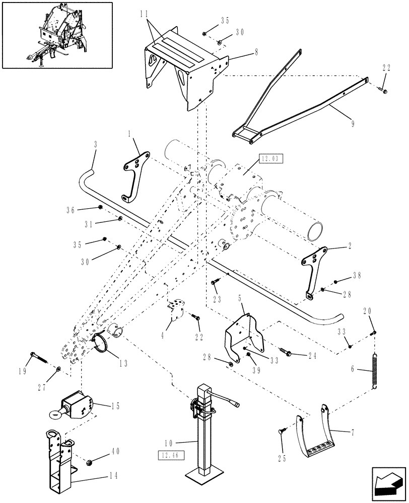 Схема запчастей Case IH RB464 - (12.19) - RING HITCH, EUROPE & R.O.W. (12) - MAIN FRAME