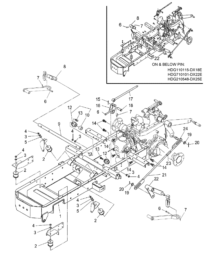 Схема запчастей Case IH DX18E - (04.01) - MAIN FRAME (04) - FRONT AXLE & STEERING