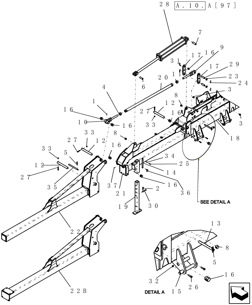 Схема запчастей Case IH 1200 - (F.10.E[08]) - MAIN FRAME, 16 ROW MOUNTED STACKER F - Frame Positioning