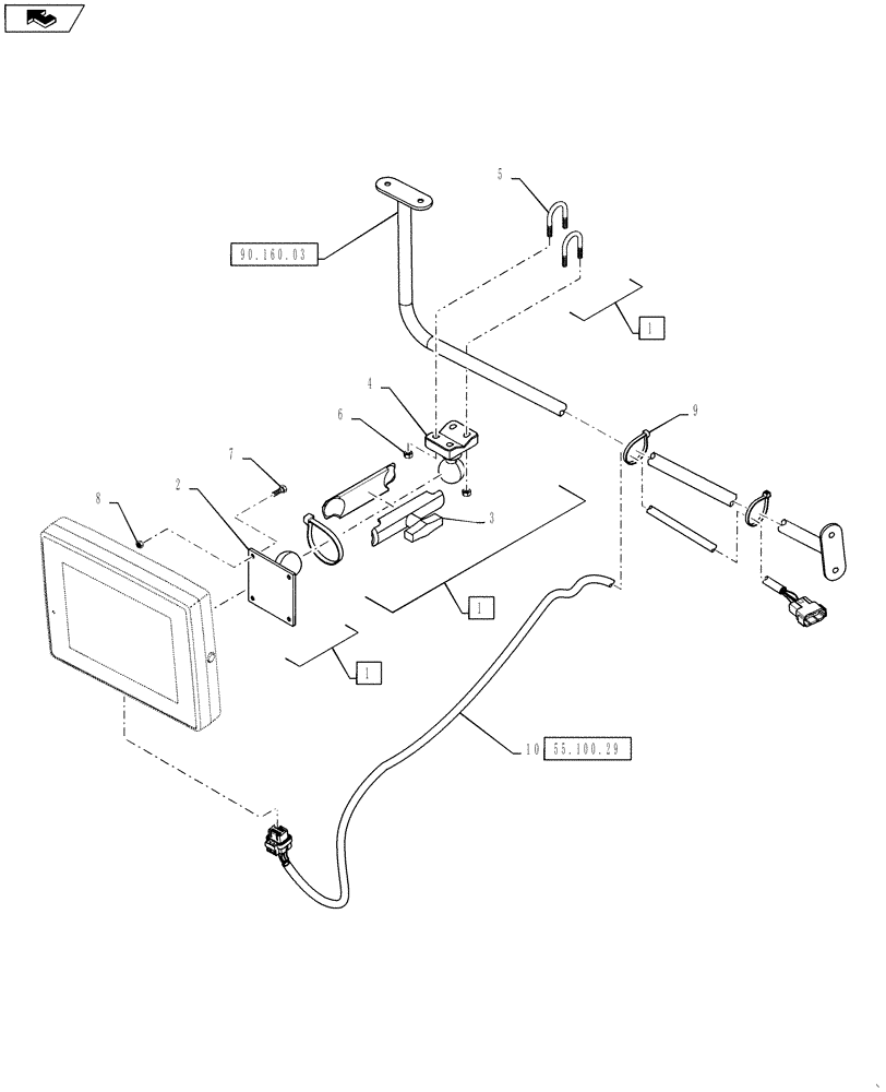 Схема запчастей Case IH TITAN 4030 - (55.911.06) - AFS MONITOR READY OPTION (55) - ELECTRICAL SYSTEMS