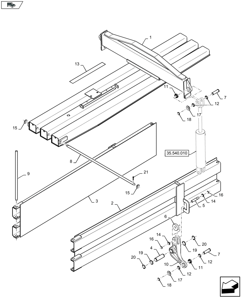 Схема запчастей Case IH LB424R XL - (70.200.020) - TENSION RAILS (70) - EJECTION