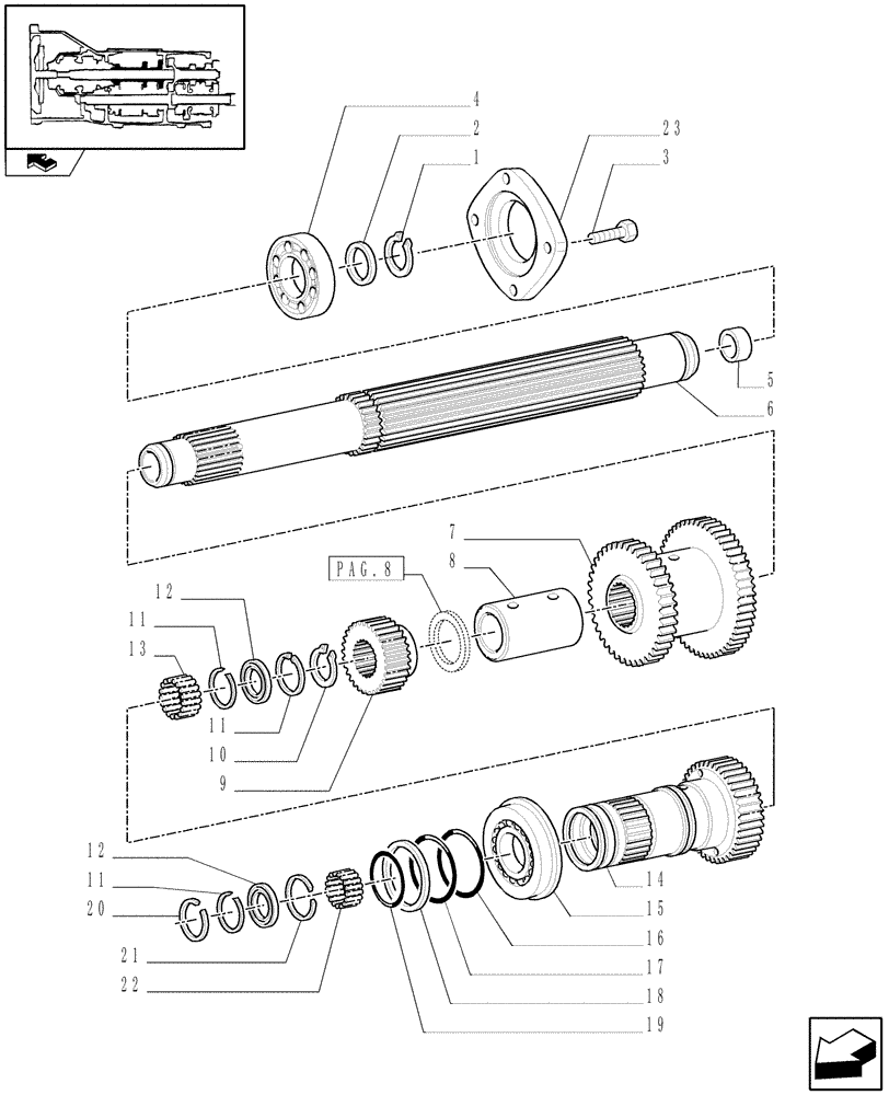 Схема запчастей Case IH PUMA 115 - (1.28.7/01[04]) - FULL POWER-SHIFT TRANS. 18X6 AND 17X6 - CLUTCH ENGAGEMENT (VAR.330285) (03) - TRANSMISSION