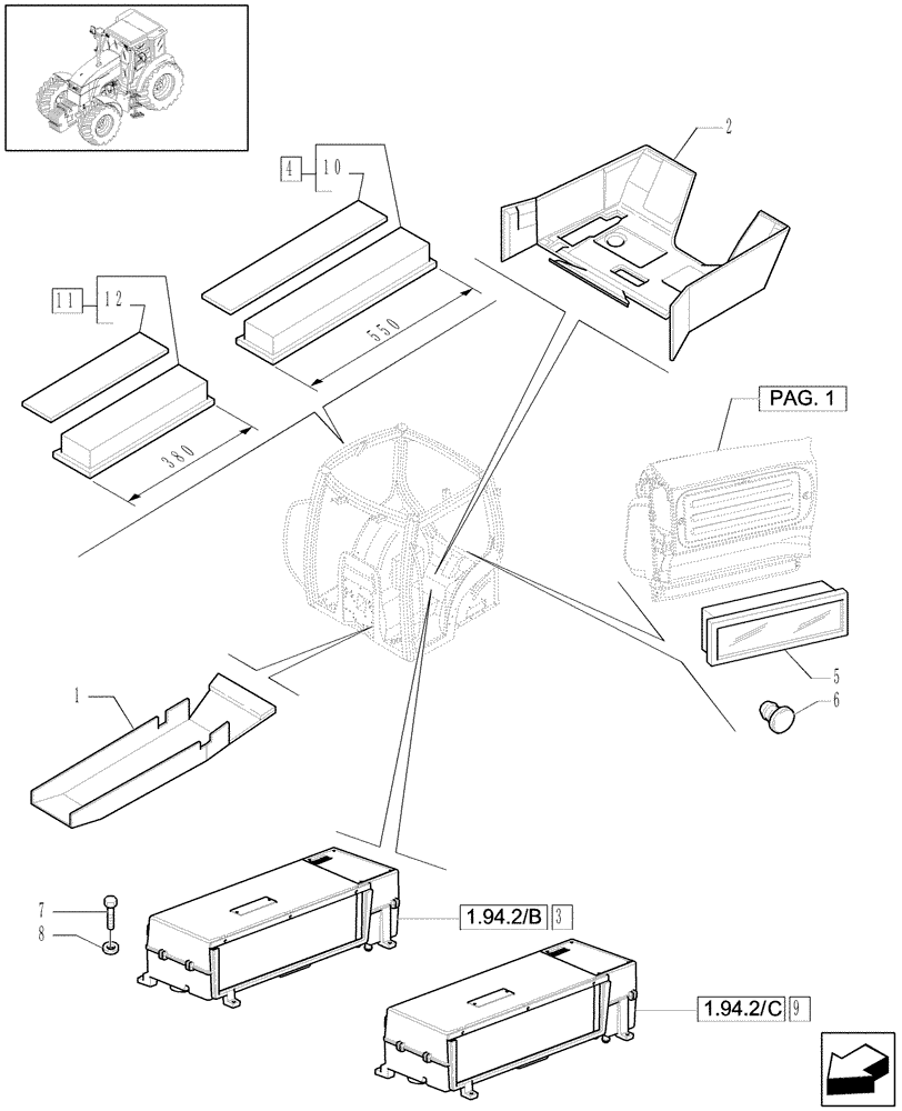 Схема запчастей Case IH MXU115 - (1.94.2[03]) - HEATING/AIR CONDITIONING - HEATER-AIR CONDITIONER AND RELATED PARTS (10) - OPERATORS PLATFORM/CAB