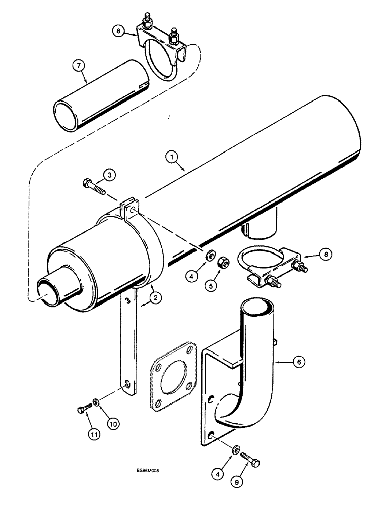 Схема запчастей Case IH 1825B - (2-06) - MUFFLER AND EXHAUST SYSTEM (02) - ENGINE