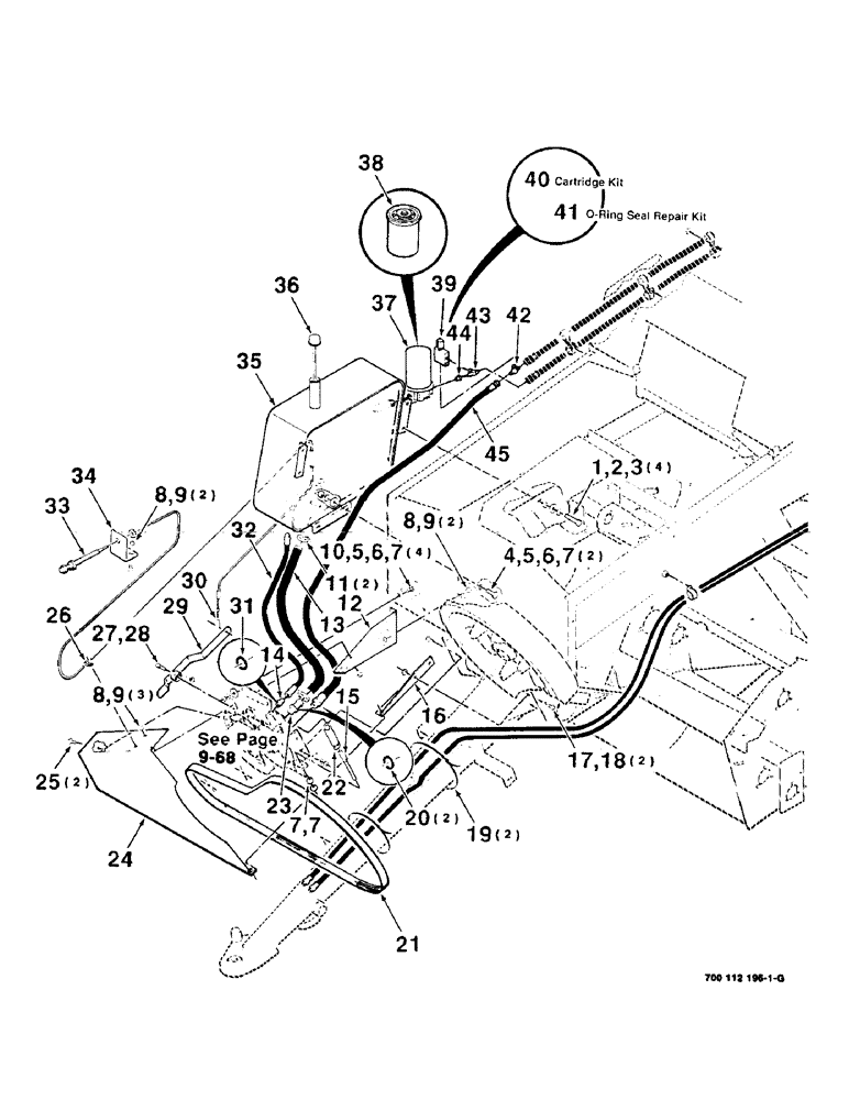 Схема запчастей Case IH 8545 - (9-64) - HYDRAULIC DRIVE AND CONTROL ASSEMBLY - FRONT, (RADIAL PISTON PUMP) Decals & Attachments